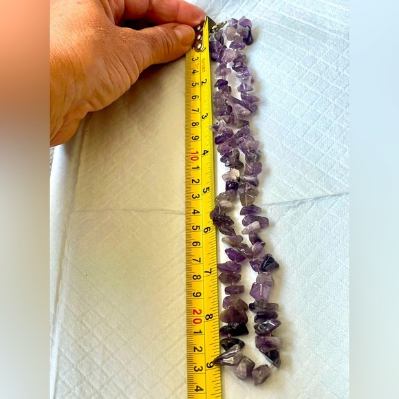 Vintage Amethyst Chip Semi-Precious Gem Stone  Necklace Purple 18”Handmade - Picture 8 of 12